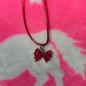 Red Bow Adjustable Cord Necklace